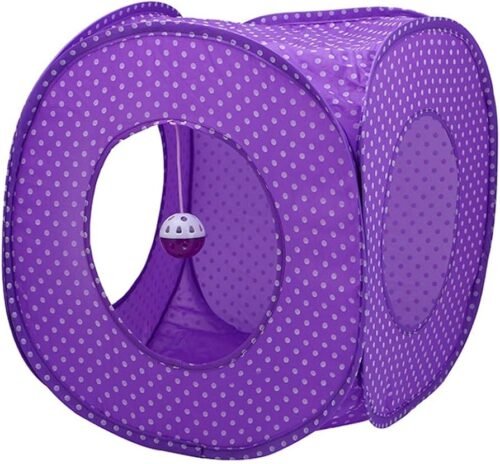 Foldable Cat Cube with Ball - Purple Color