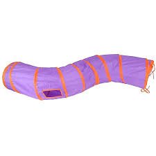 Foldable Cat Tunnel Toy - Purple Color / Orange Strips